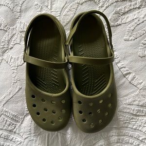 Mary Jane Double Strap Olive Green Crocs Size 8